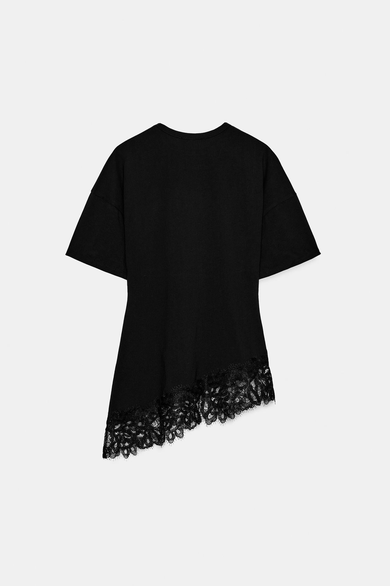 Lace Hem Oversized T-Shirt