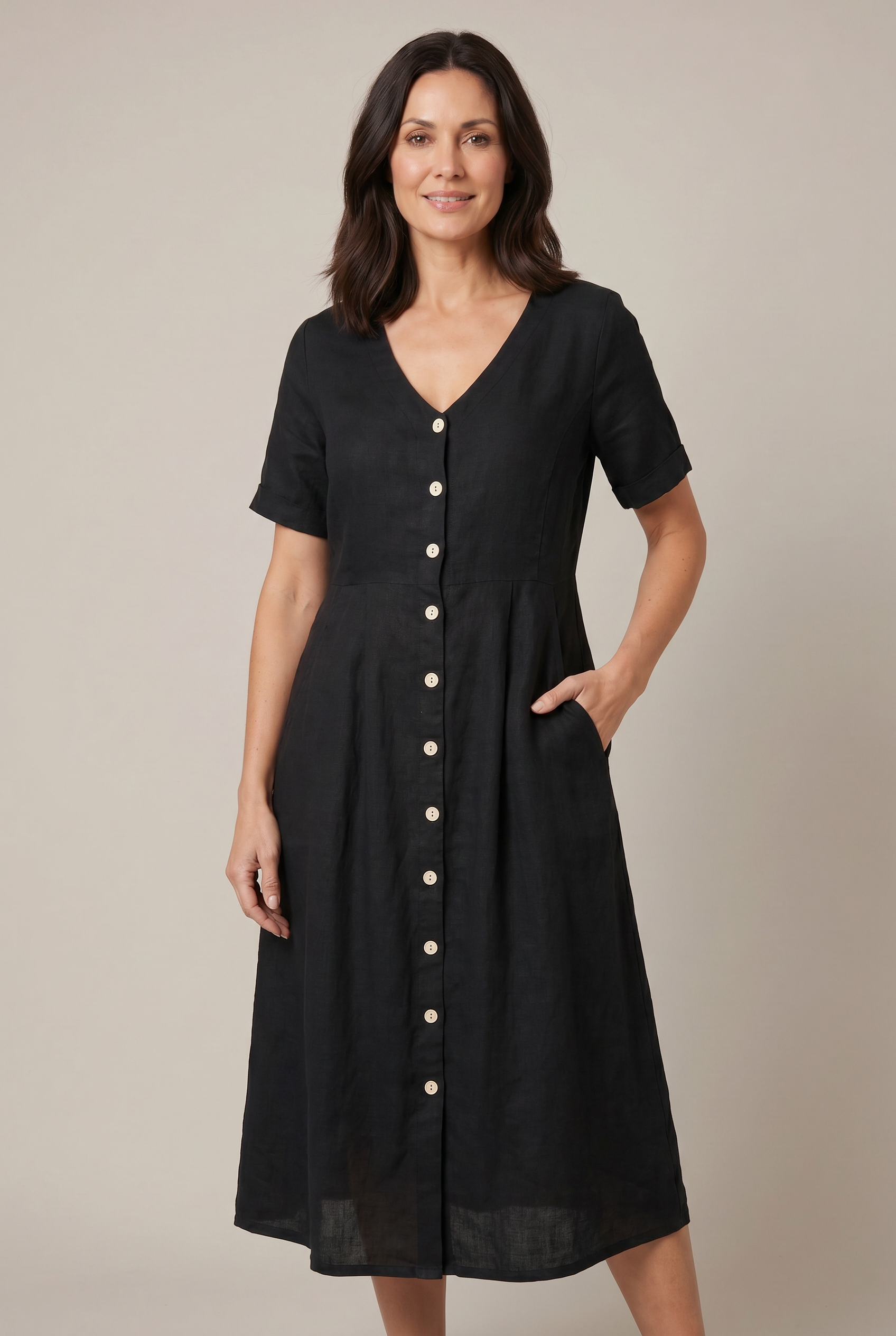 Liora Cotton Linen Midi Dress