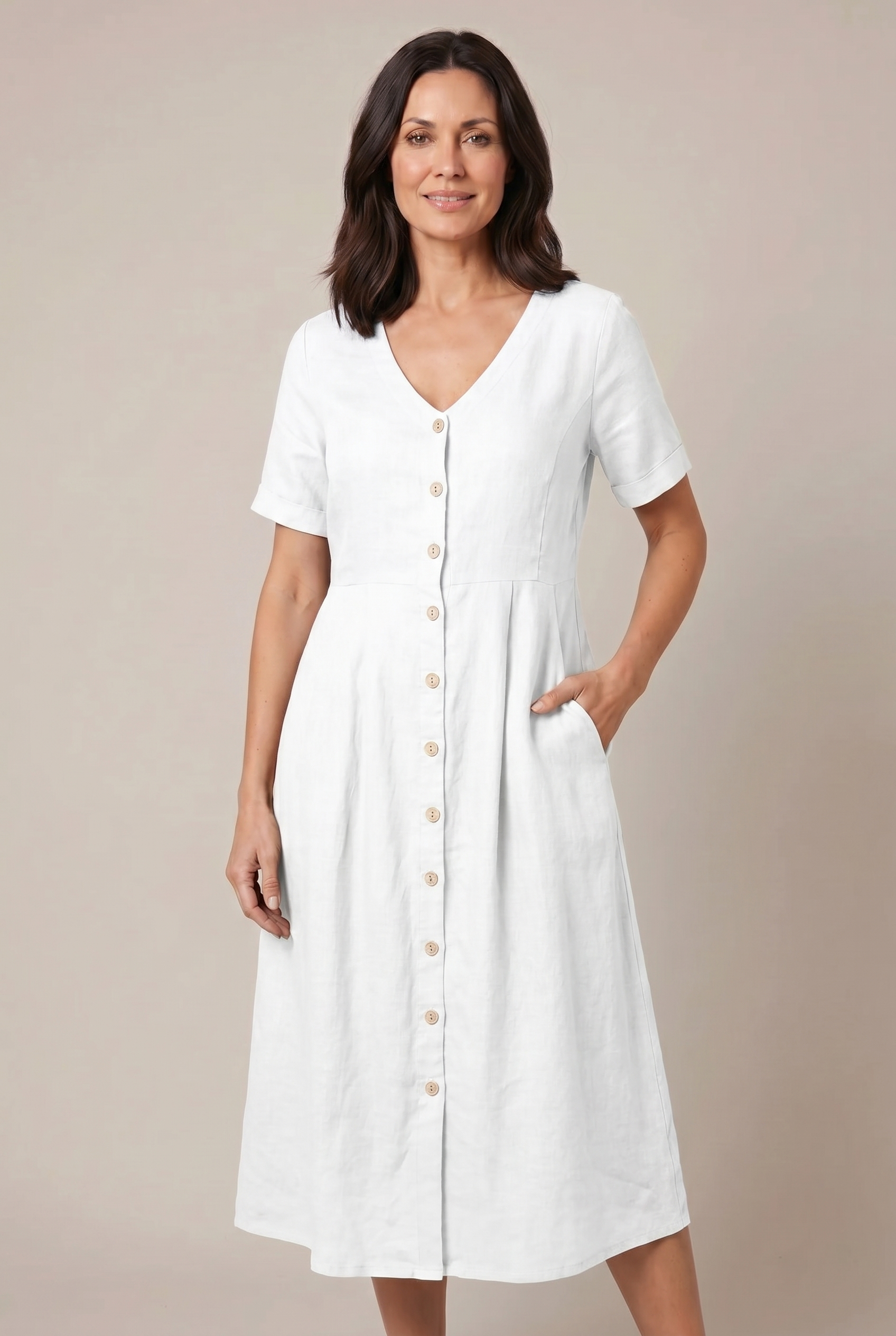 Liora Cotton Linen Midi Dress