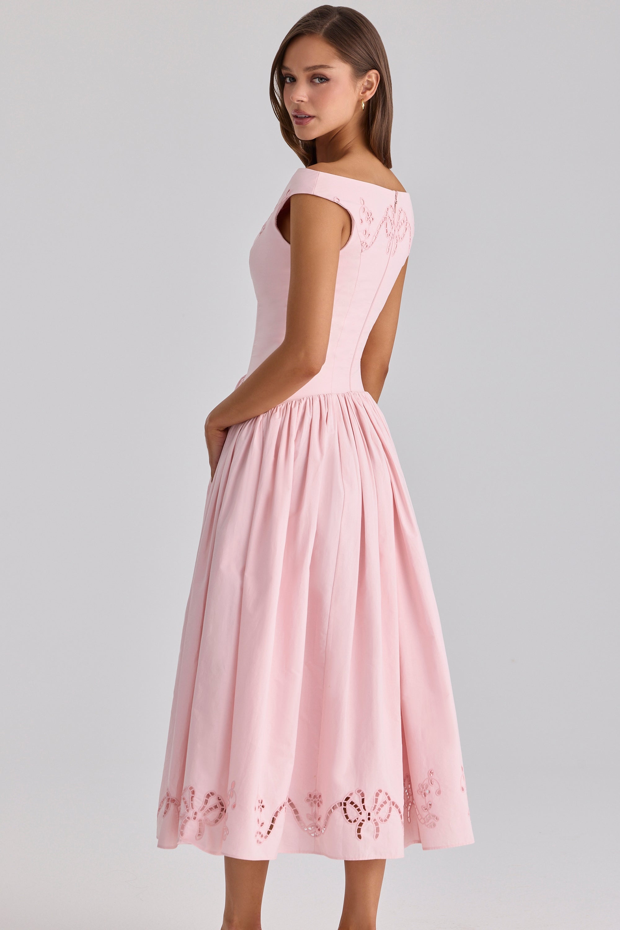 Elara Bardot Midi Dress