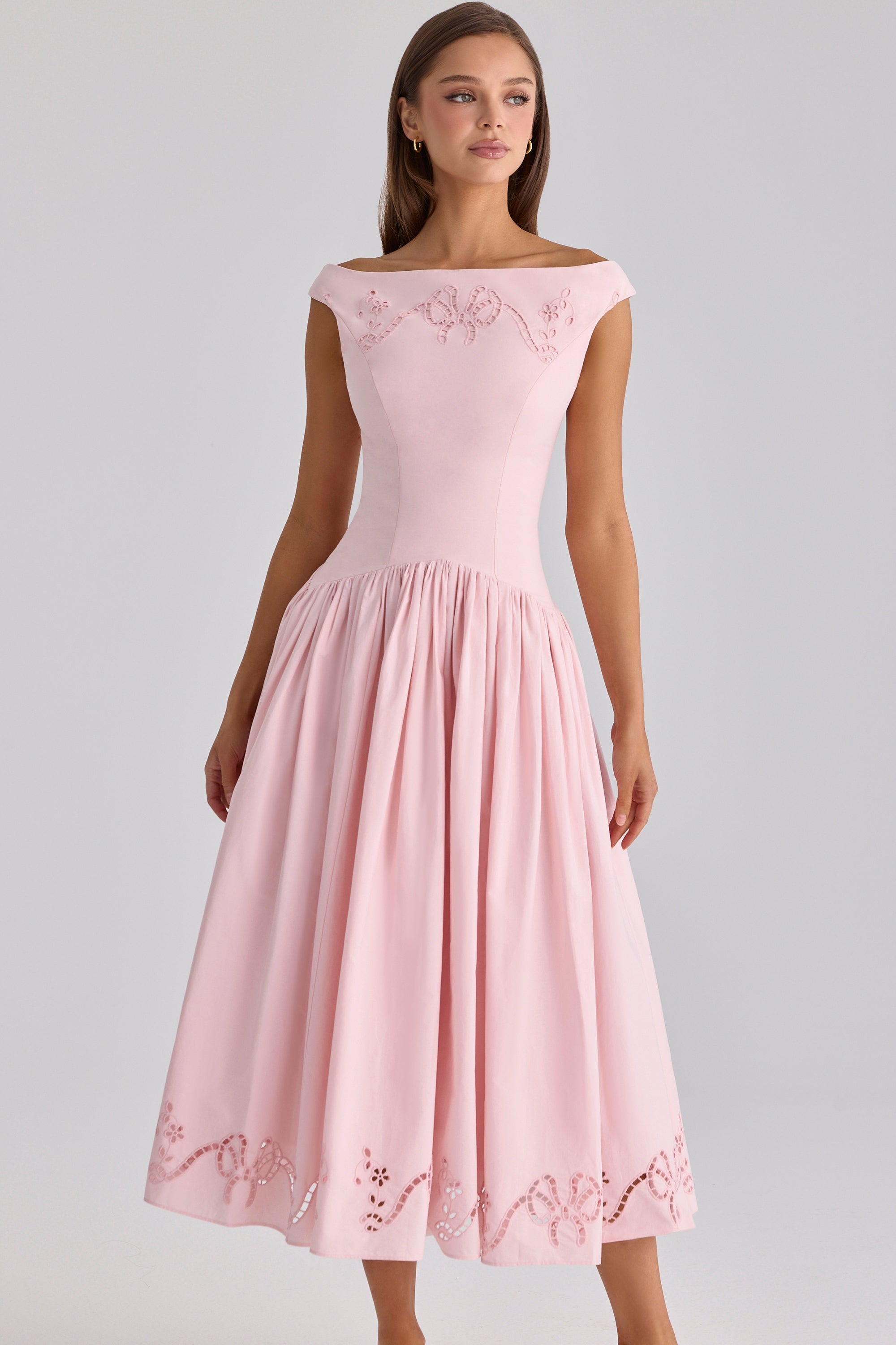 Elara Bardot Midi Dress