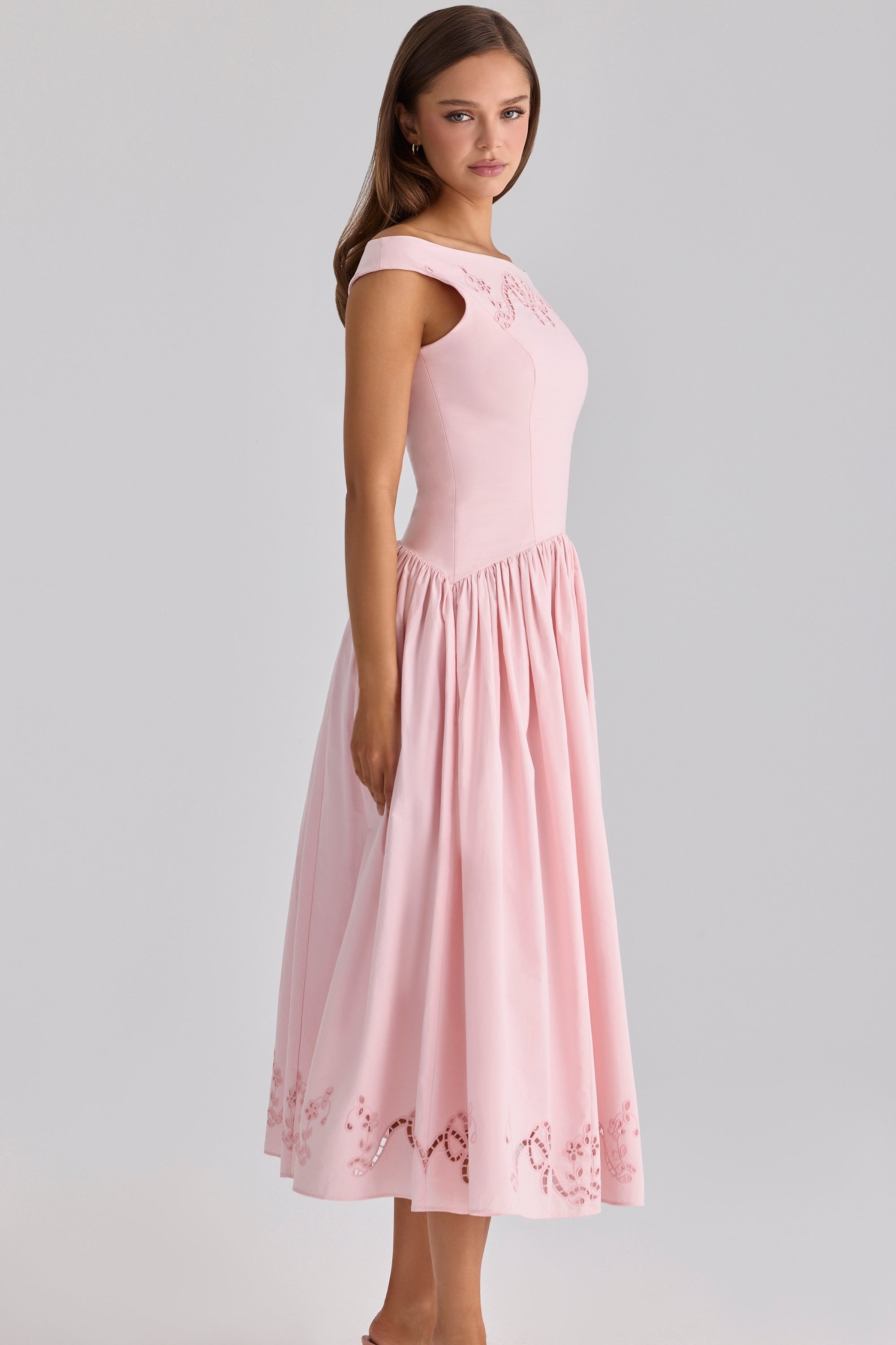 Elara Bardot Midi Dress
