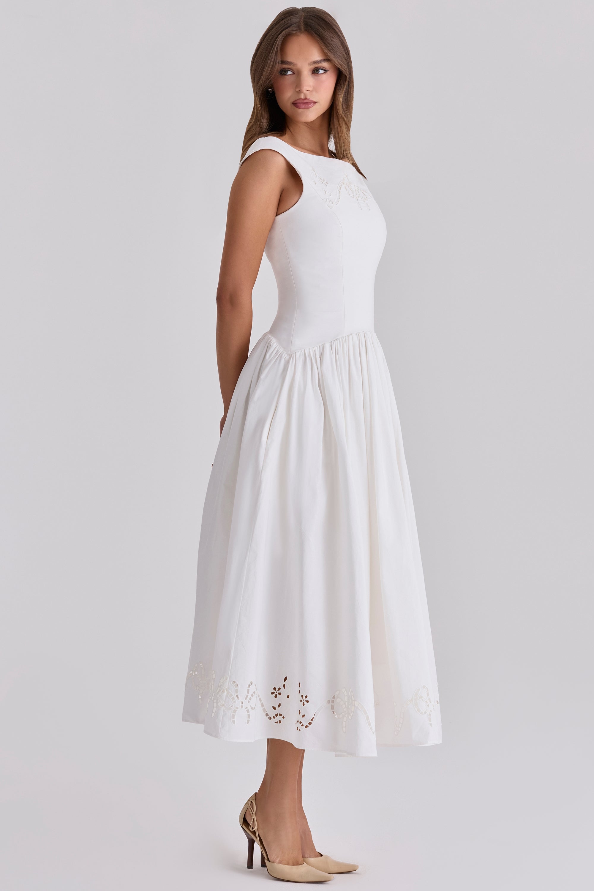 Elara Bardot Midi Dress