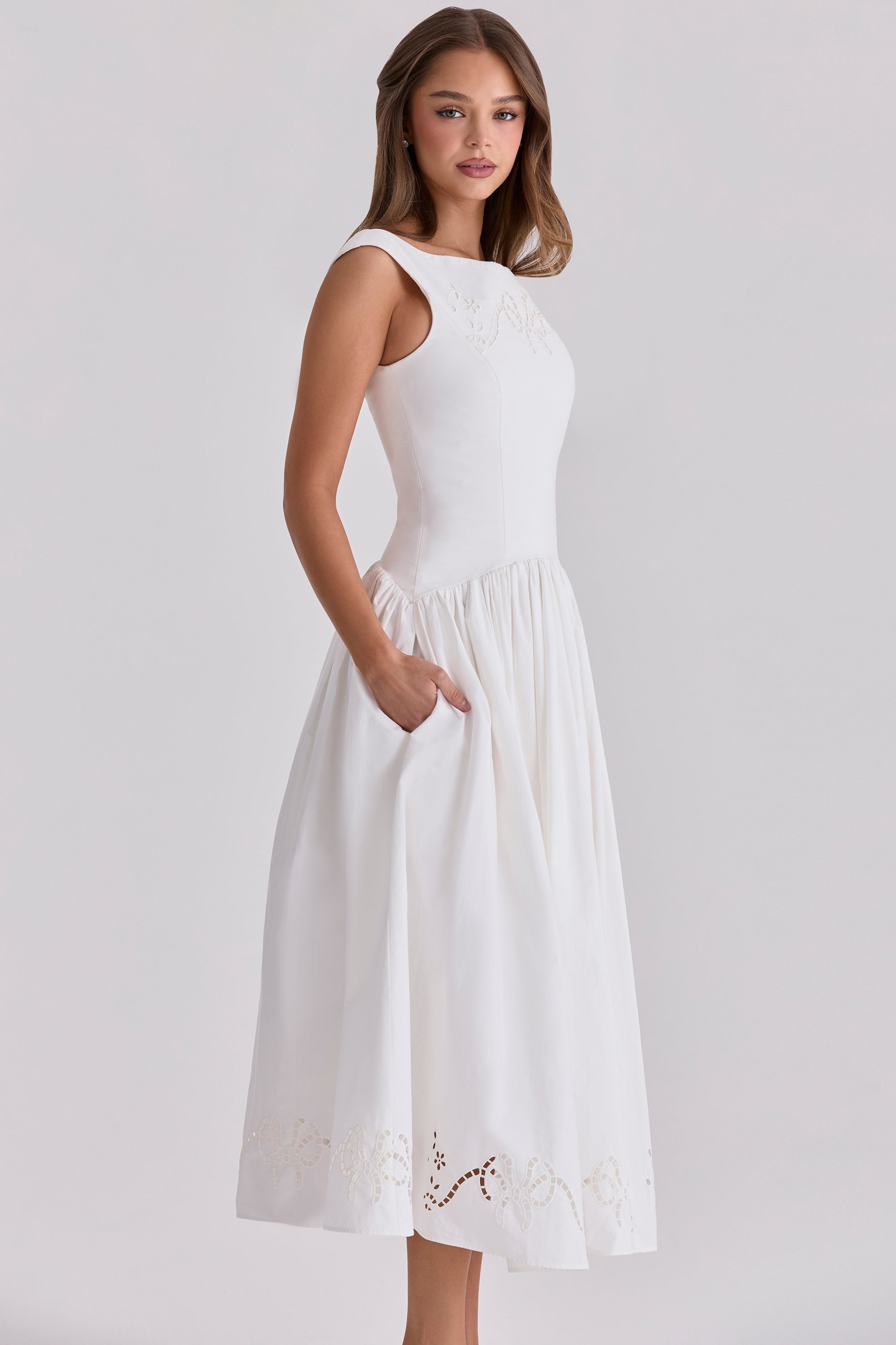 Elara Bardot Midi Dress