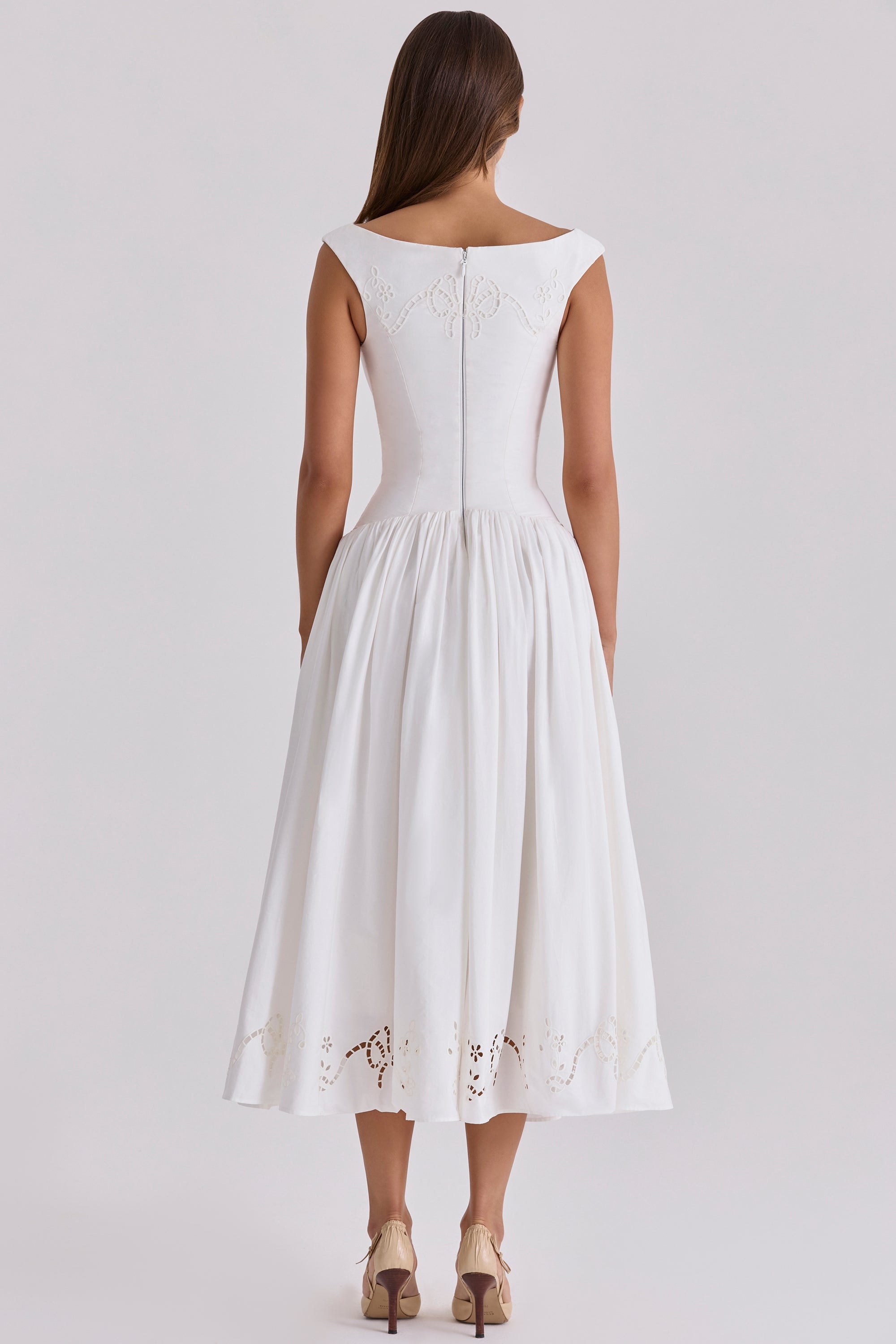 Elara Bardot Midi Dress