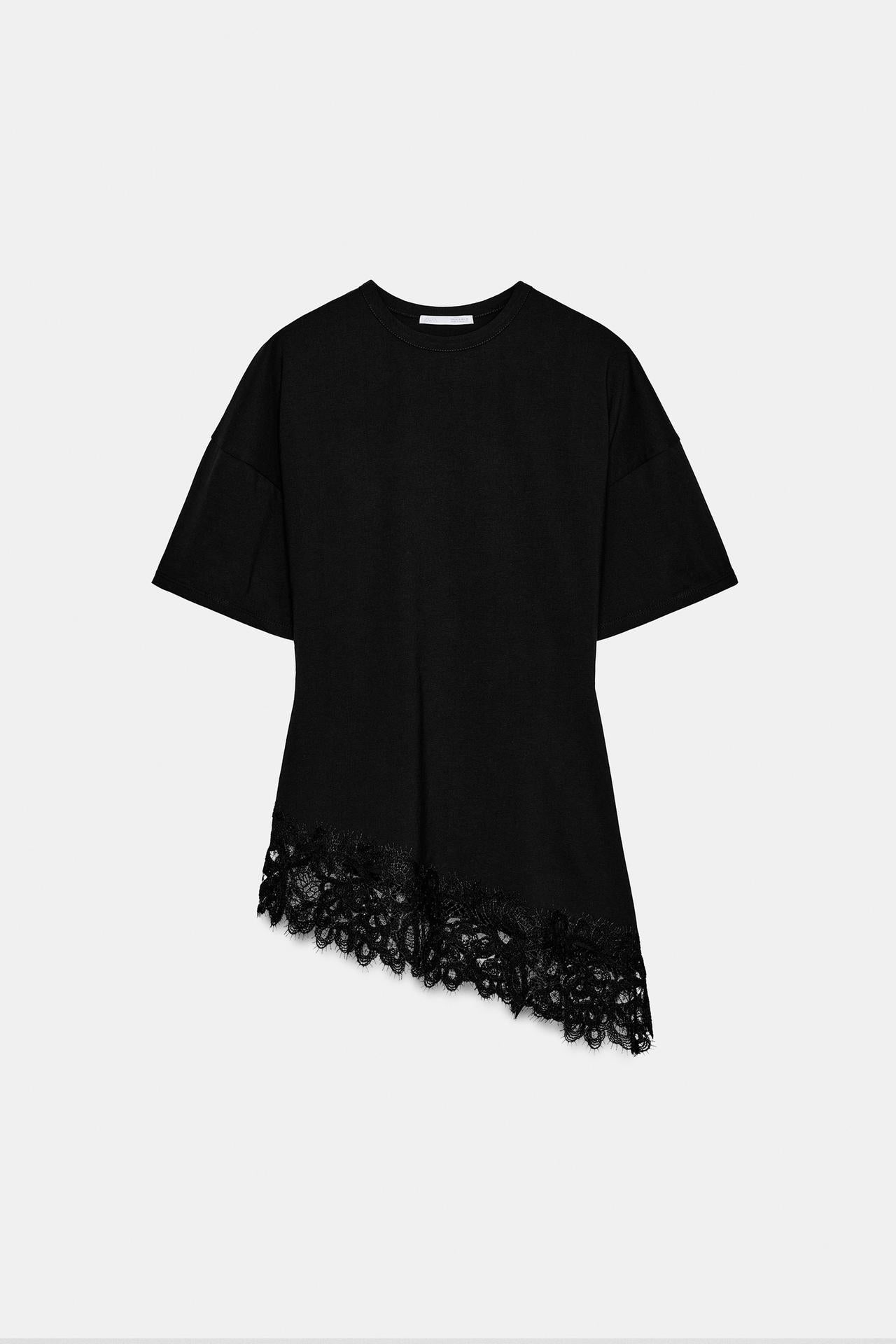 Lace Hem Oversized T-Shirt
