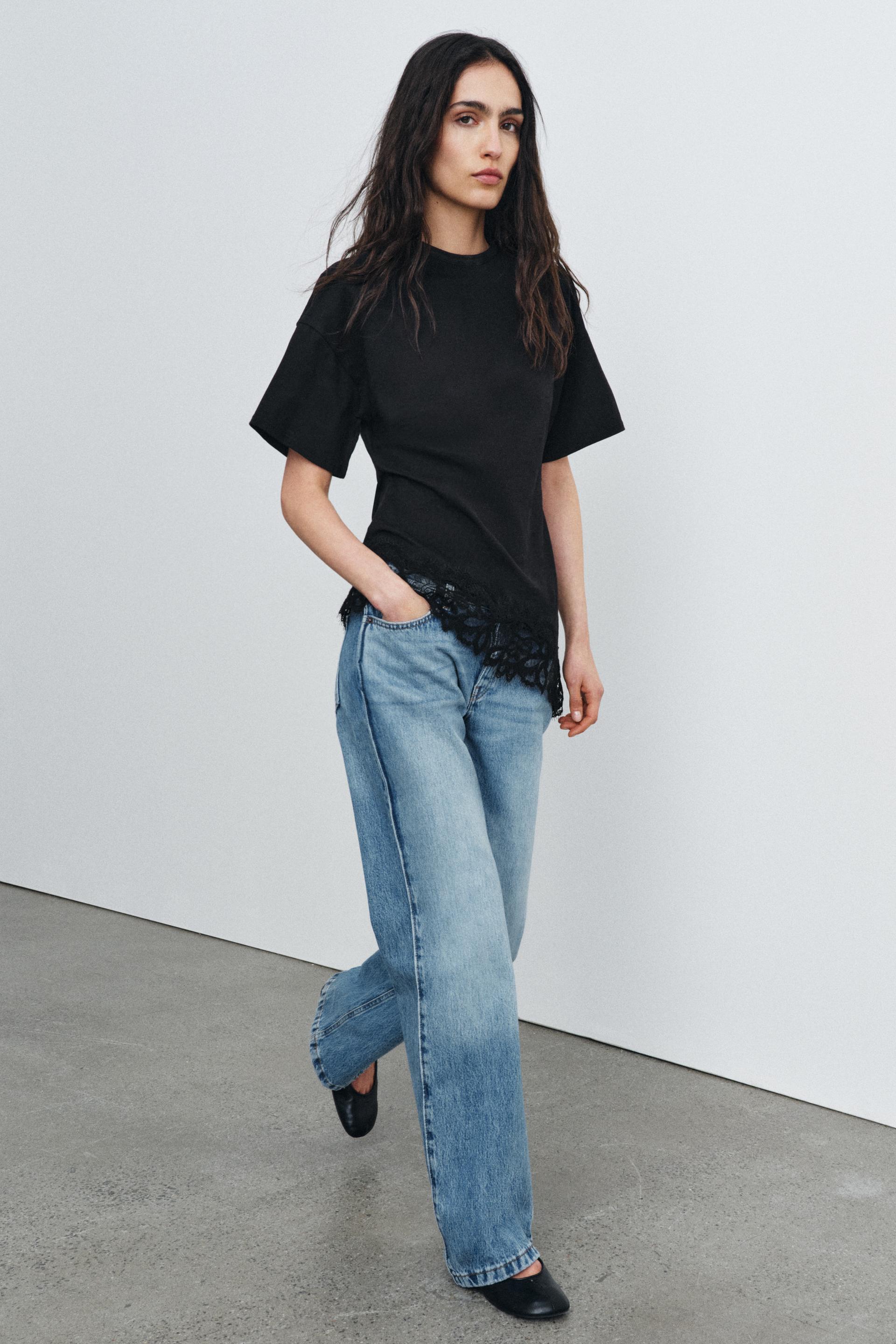 Lace Hem Oversized T-Shirt