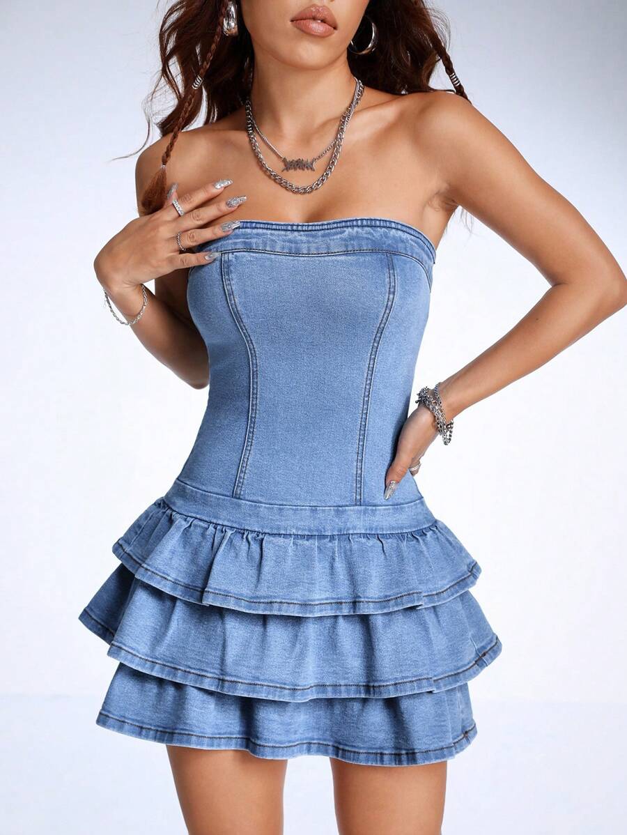 Sienna Tiered Denim Mini Dress