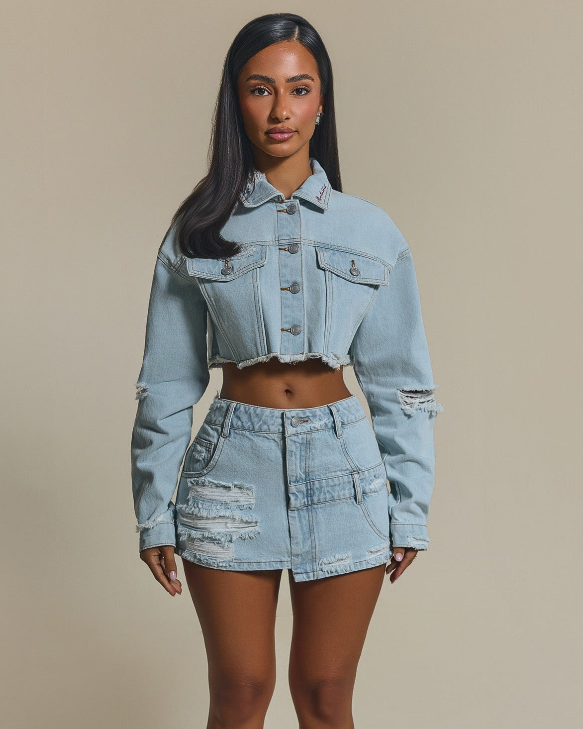 The Esha Cropped Denim Jacket