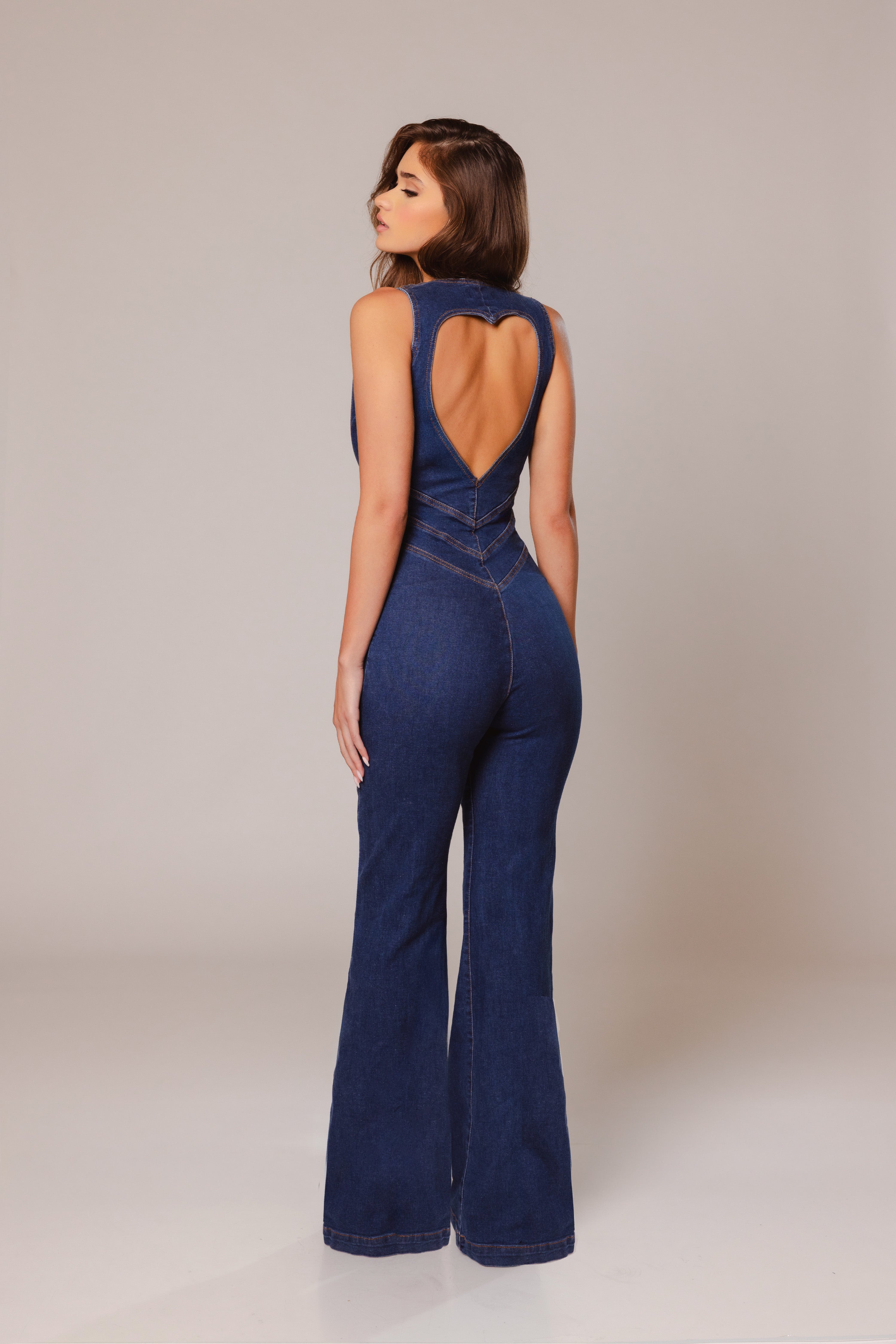Valentina Denim Heart Back Jumpsuit