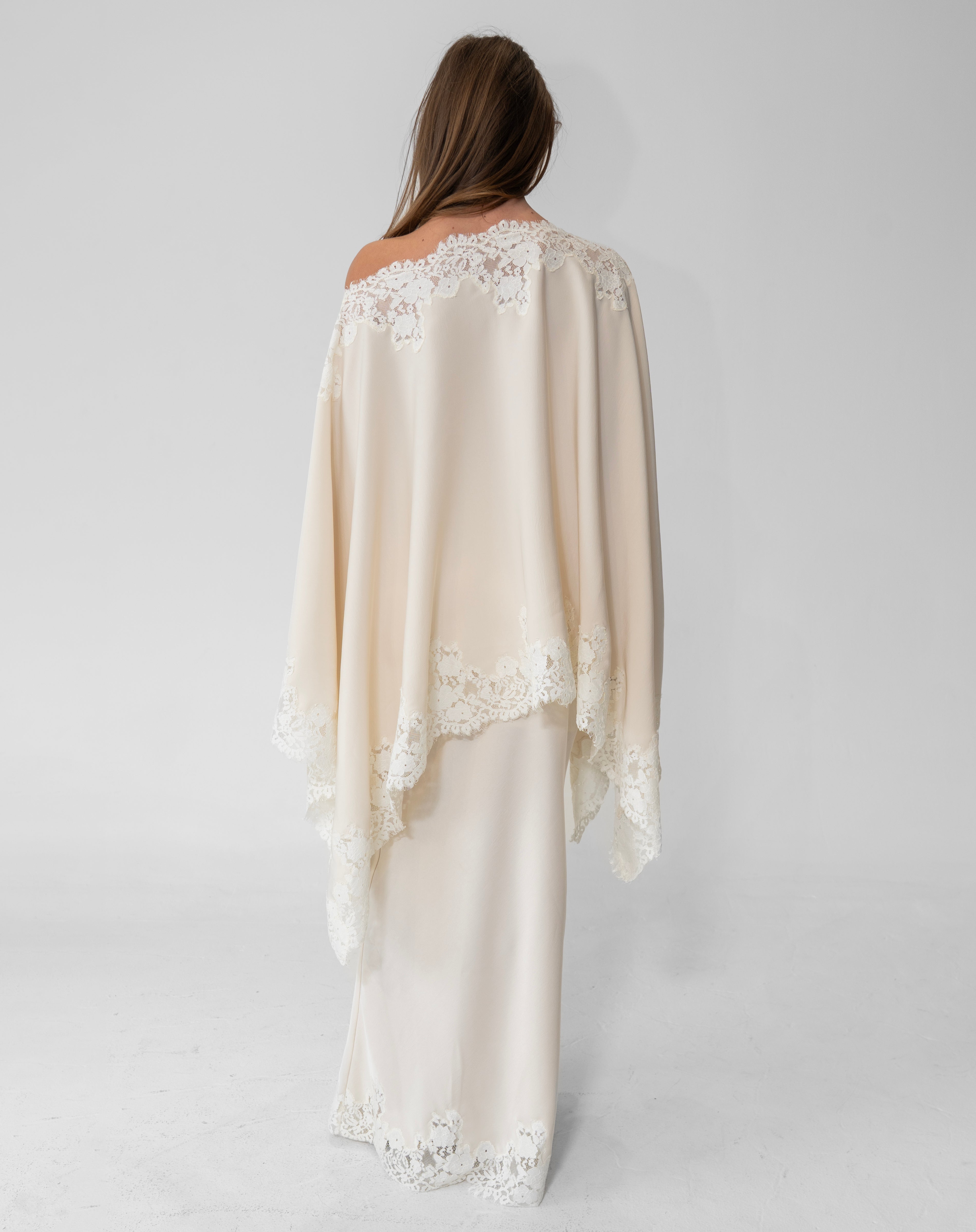 Elsie Lace Cape Top Ivory