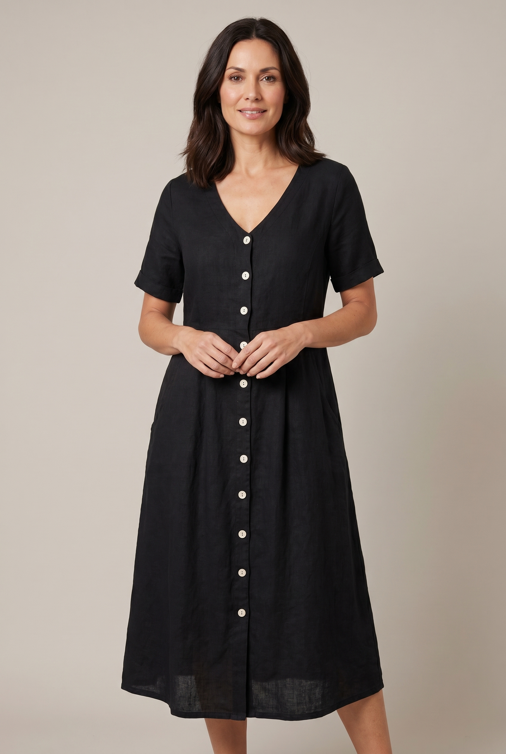 Liora Cotton Linen Midi Dress