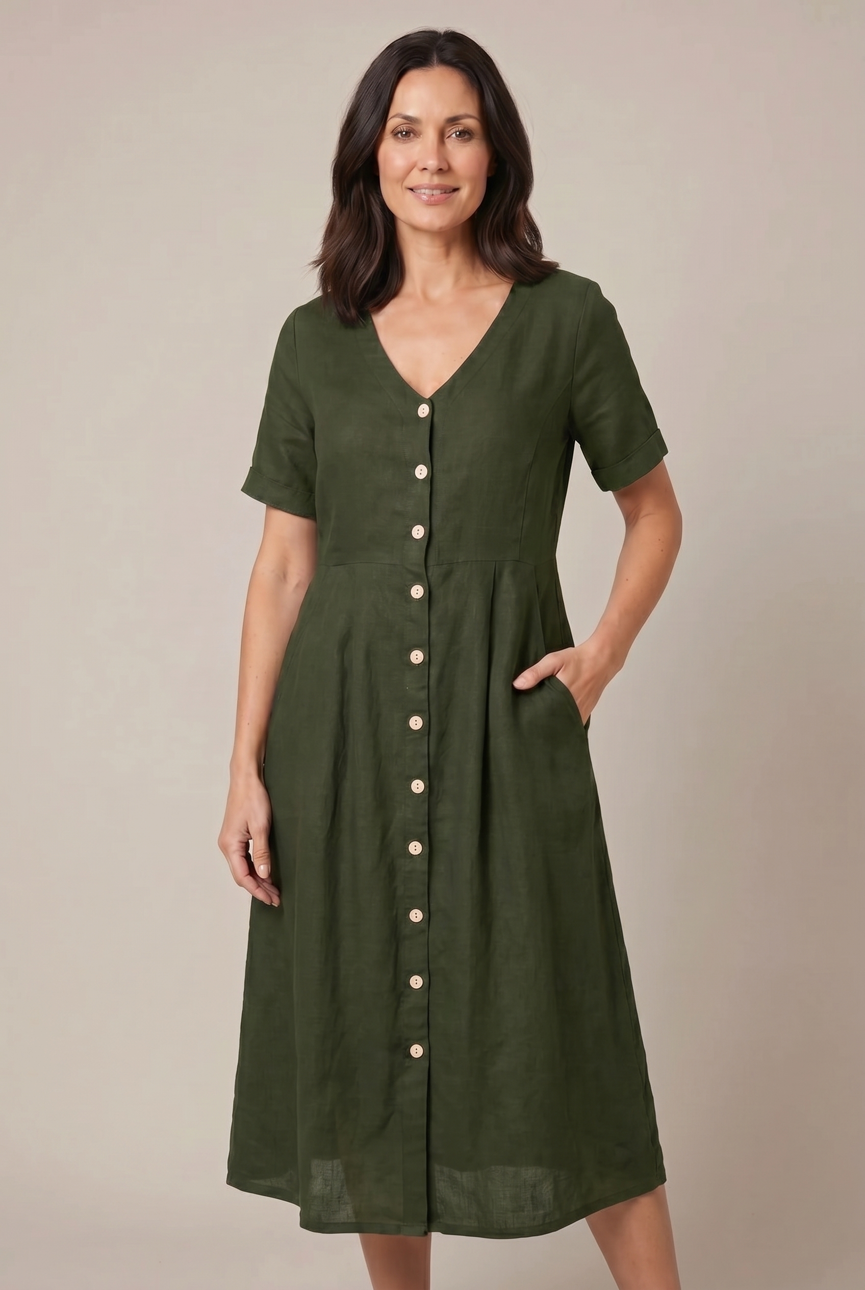 Liora Cotton Linen Midi Dress