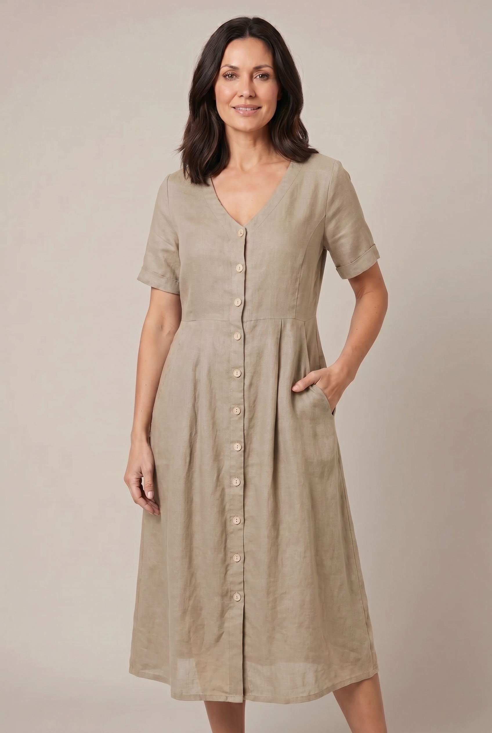 Liora Cotton Linen Midi Dress