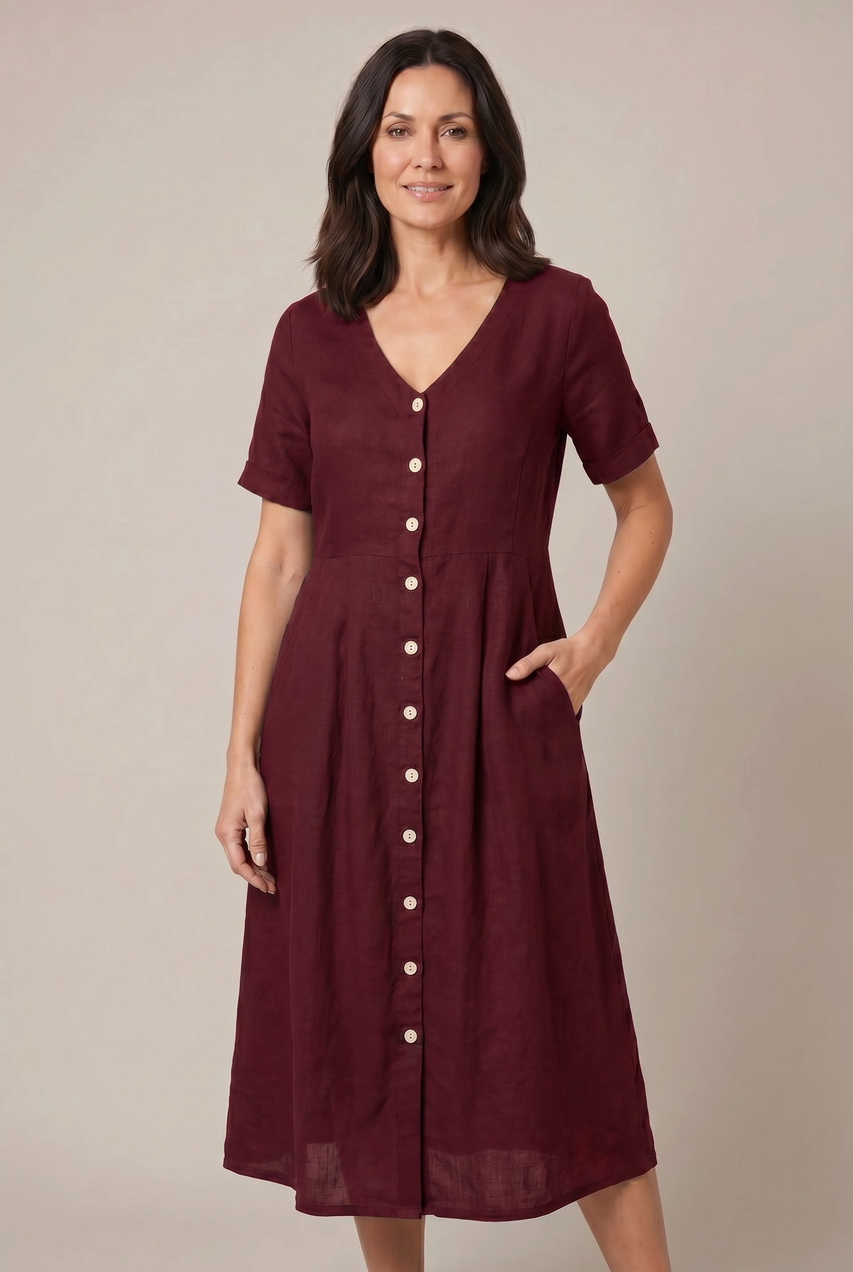 Liora Cotton Linen Midi Dress