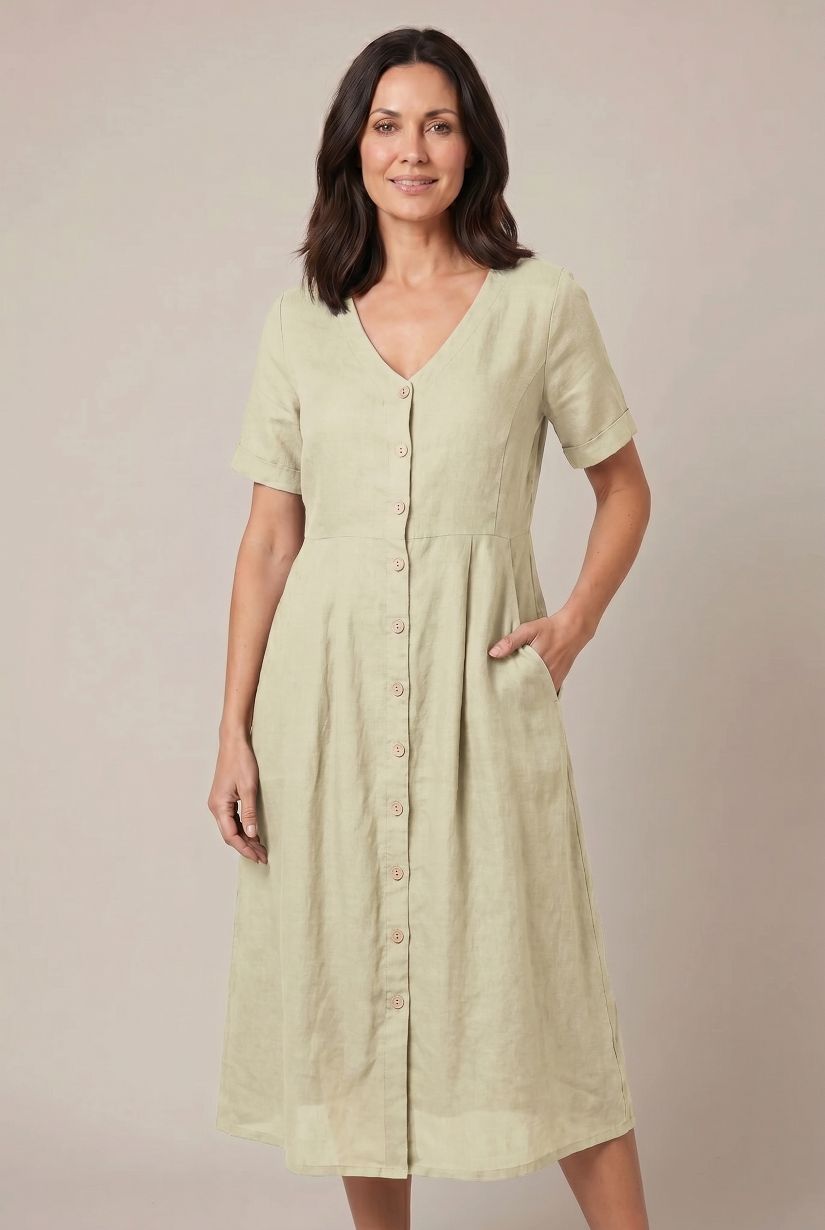 Liora Cotton Linen Midi Dress