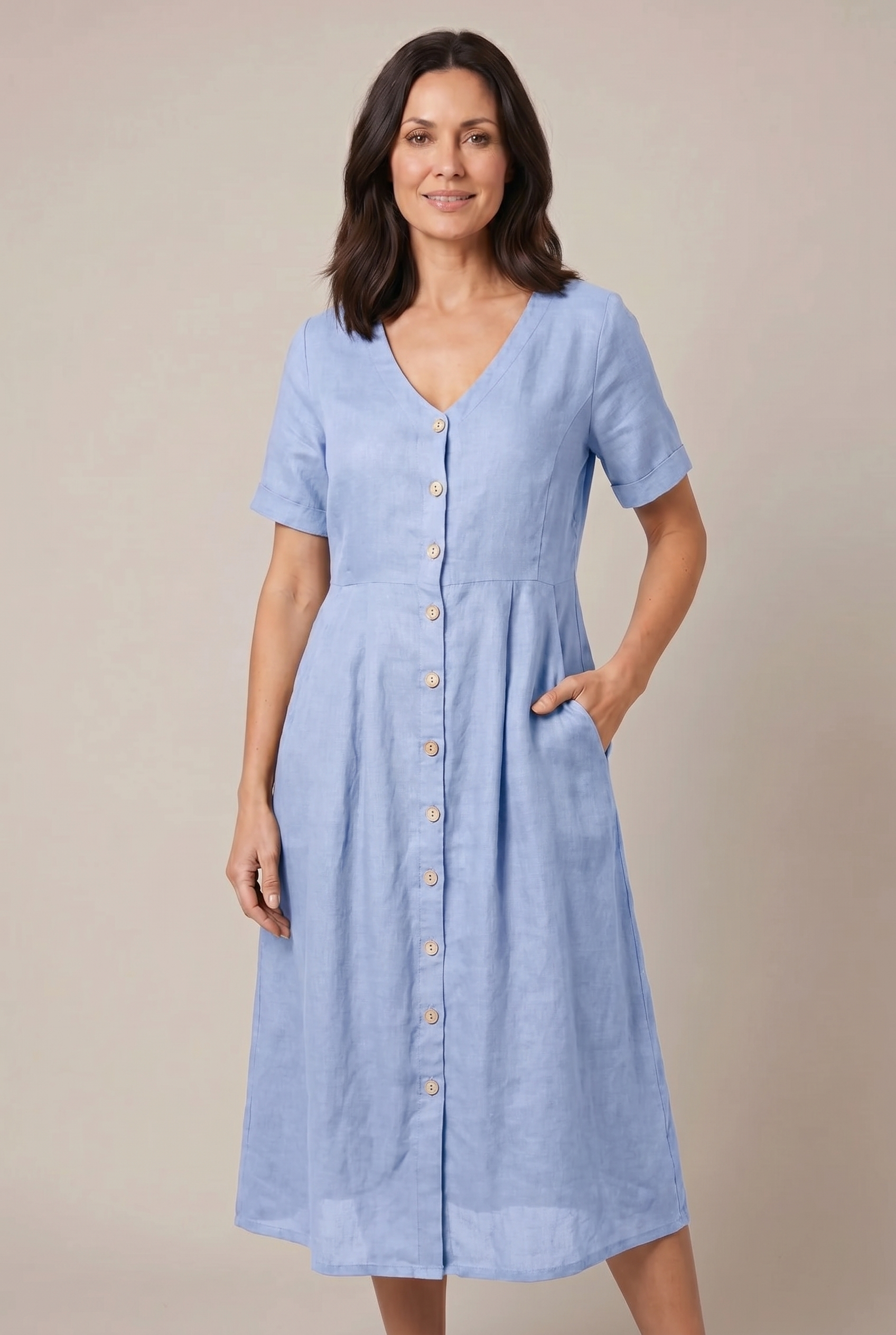 Liora Cotton Linen Midi Dress