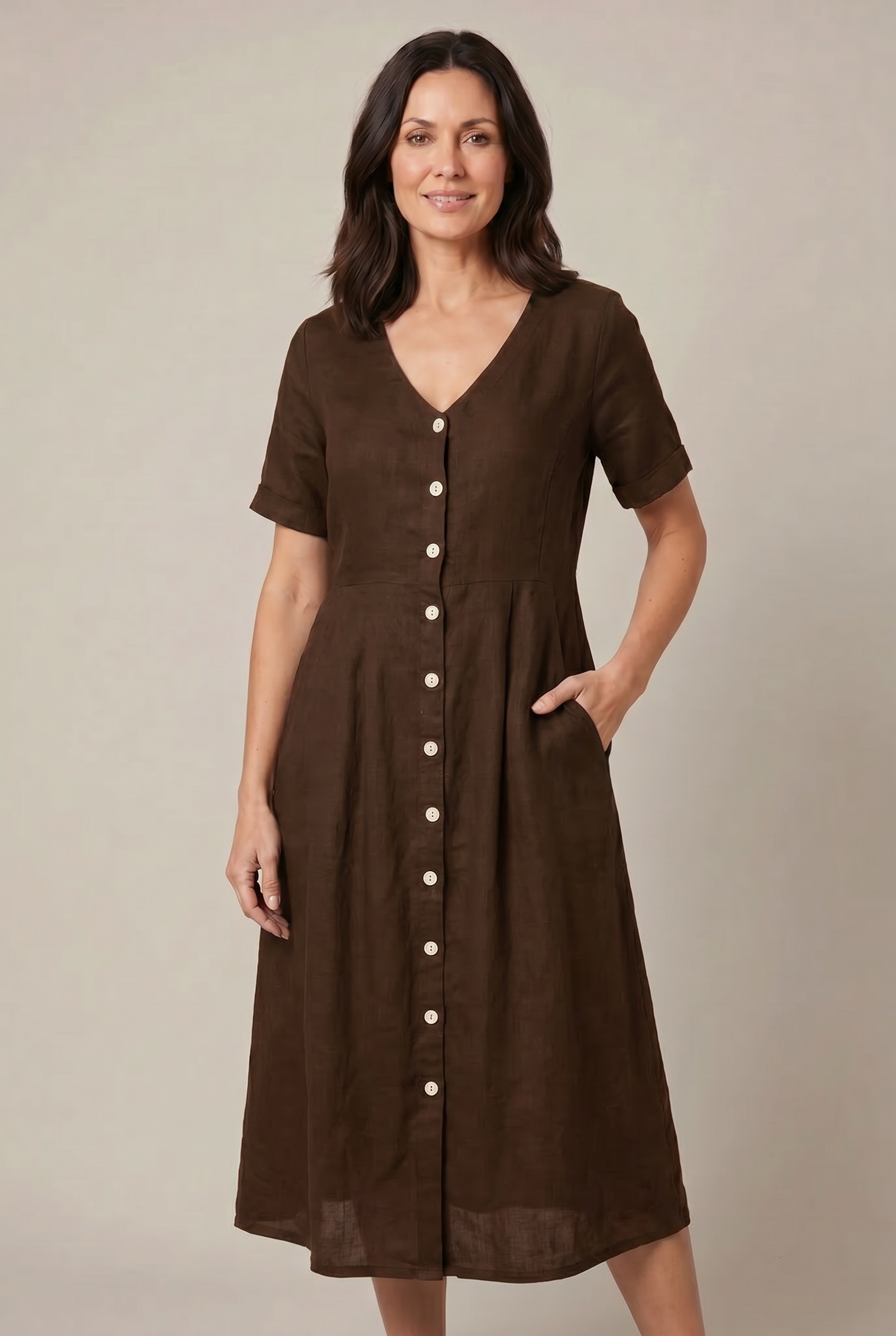 Liora Cotton Linen Midi Dress