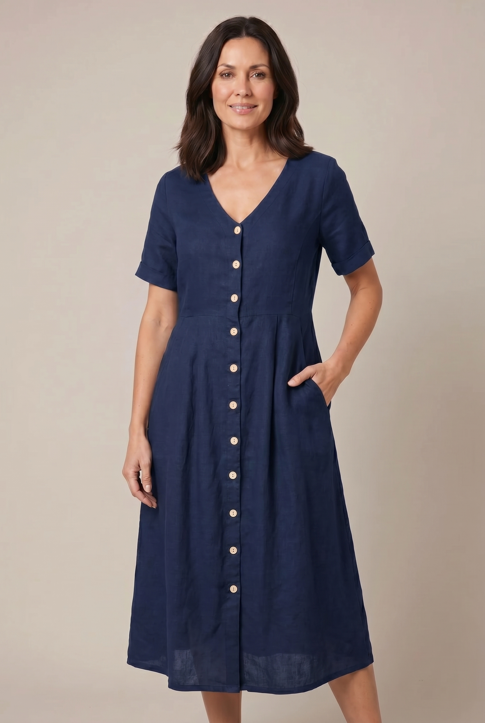 Liora Cotton Linen Midi Dress