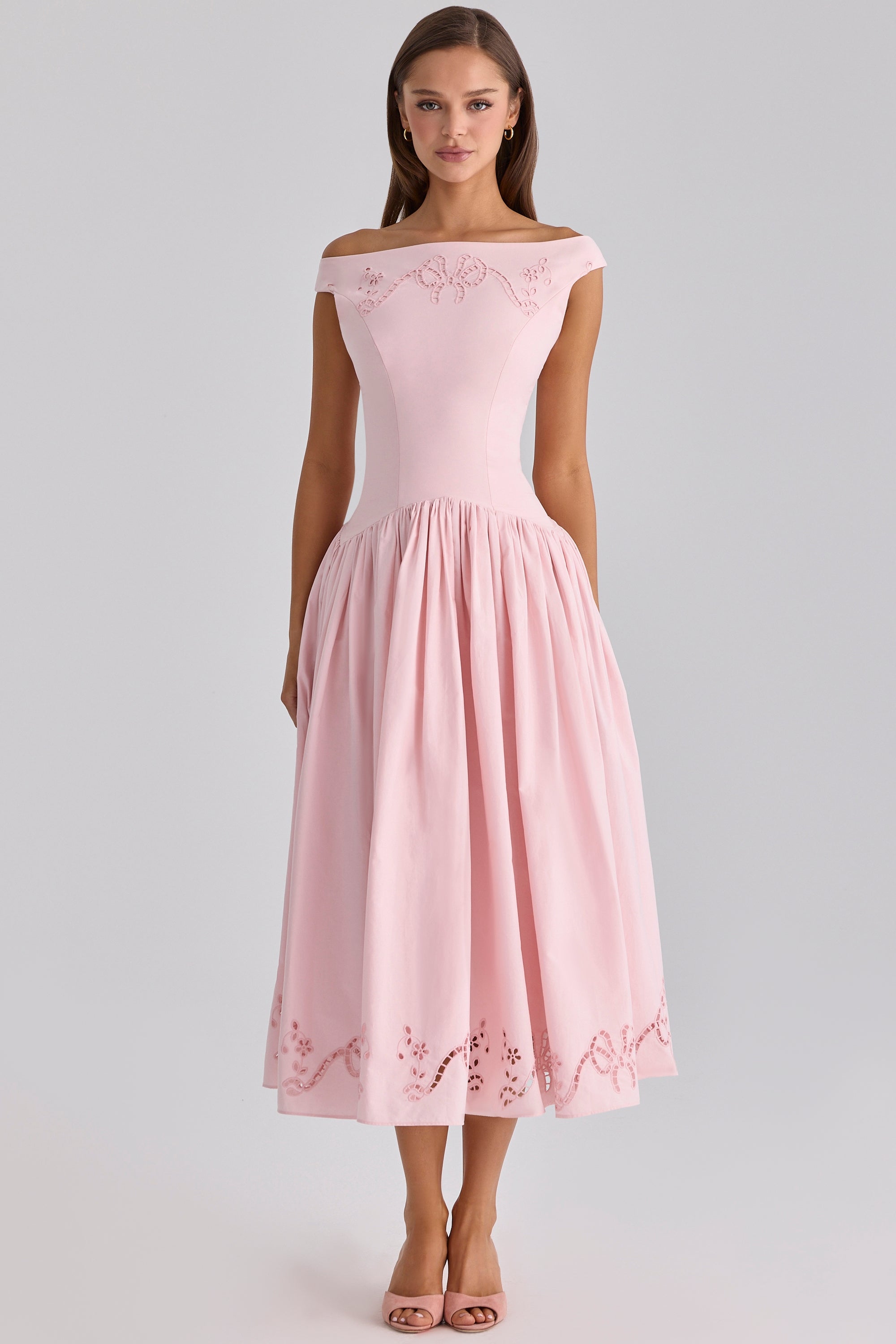 Elara Bardot Midi Dress