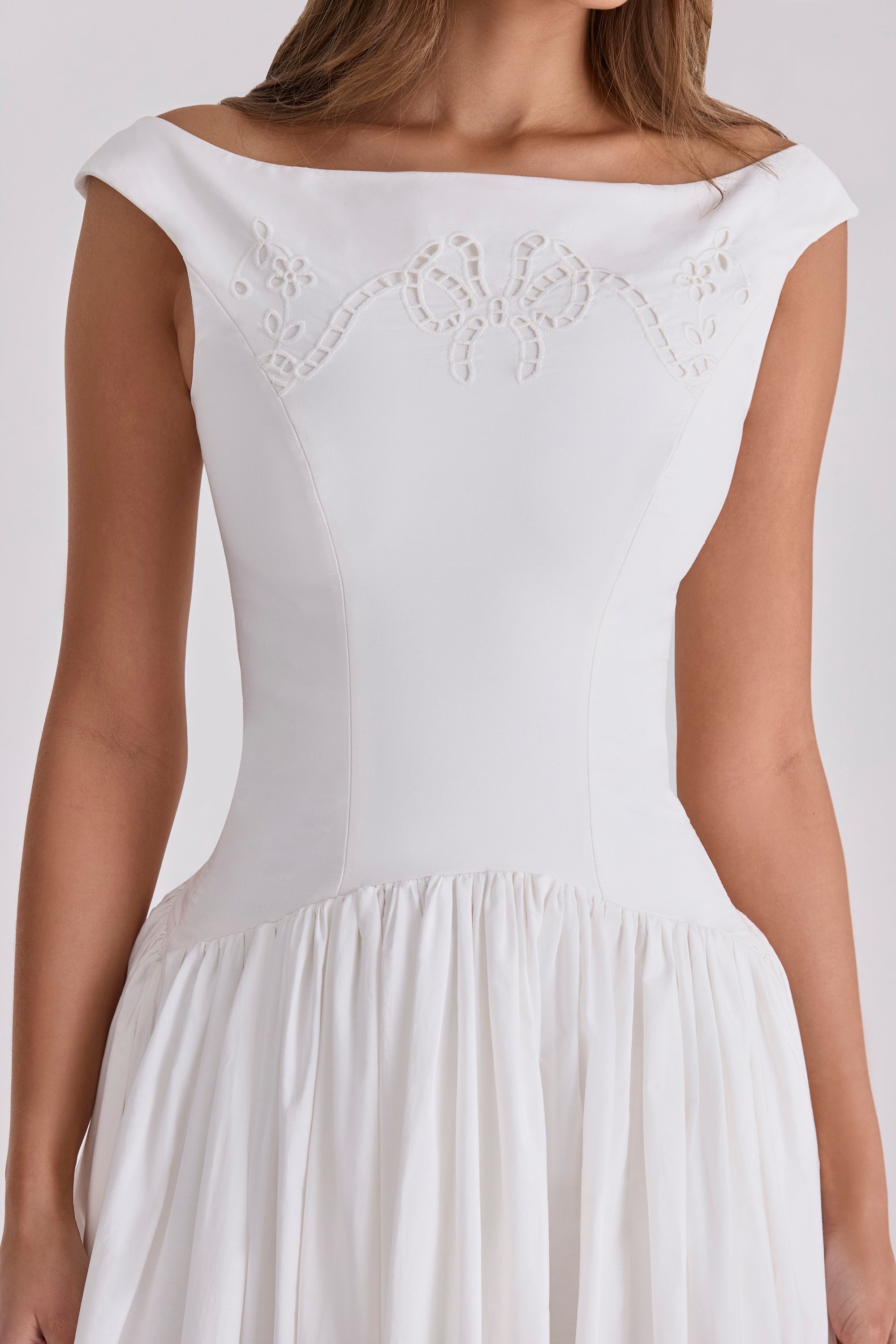 Elara Bardot Midi Dress