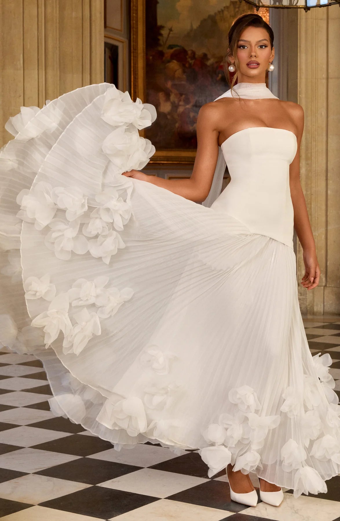 Seraphina Floral Pleated Gown
