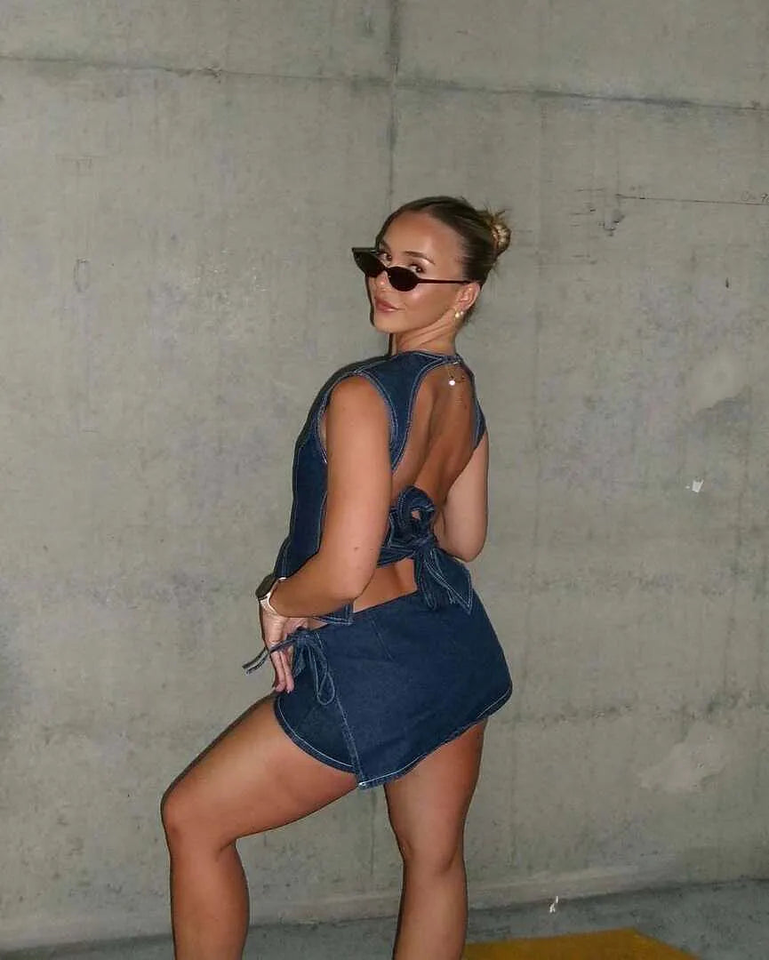 Aria Denim Skort Set